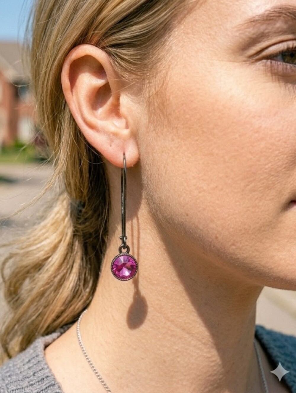 Nwt Le Chateau Pink Sparkle Drop Earrings Pierced